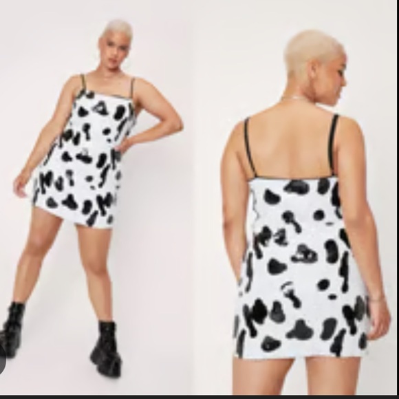 Nasty Gal Dresses & Skirts - Nasty Gal White & Black Cow Print Slip Dress